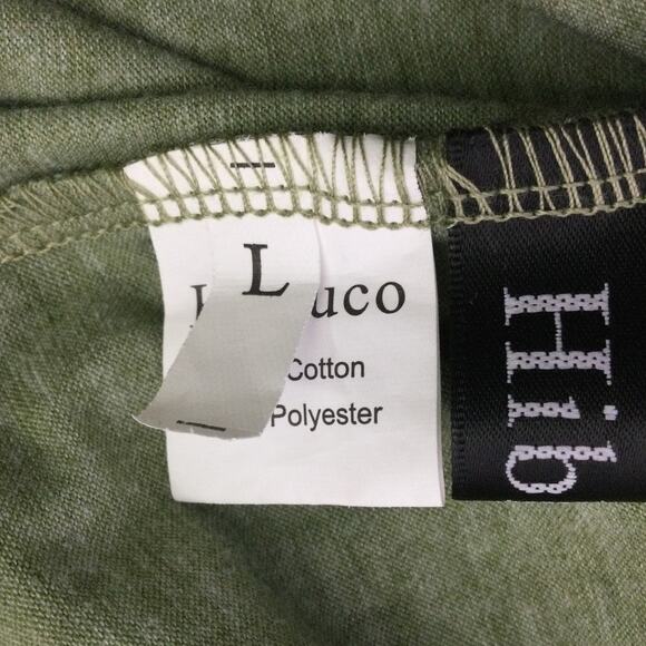 Hibluco Round Neck Flared Short Sleeve Soft Tiered Babydoll Green Tunic Top Sz L - Picture 6 of 9